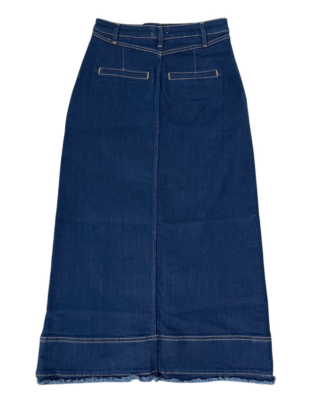 Anthropologie Pilcro Women’s Size 6 Front Slit Midi Skirt Dark Blue Denim - Picture 2 of 15